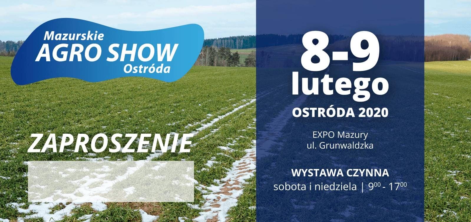 Zaproszenie Mazurskie AGRO SHOW Ostróda